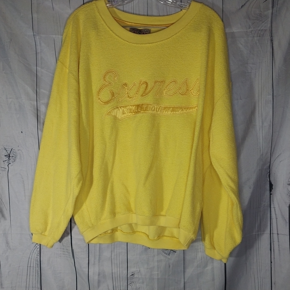 Express EXP Crewneck Vintage 90’s Yellow Retro Oversized Sweatshirt